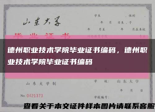 德州职业技术学院毕业证书编码，德州职业技术学院毕业证书编码缩略图
