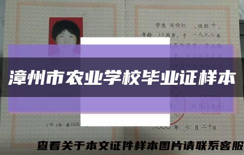 漳州市农业学校毕业证样本缩略图