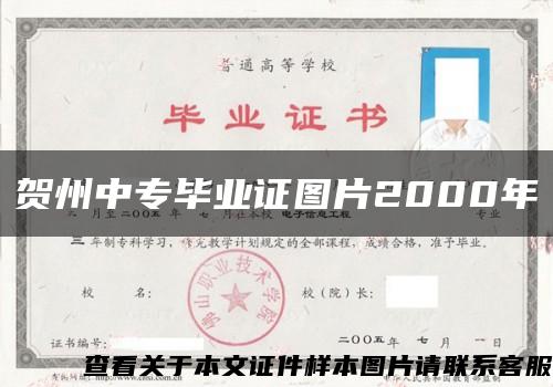 贺州中专毕业证图片2000年缩略图