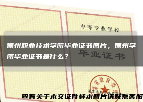 德州职业技术学院毕业证书图片，德州学院毕业证书是什么？缩略图