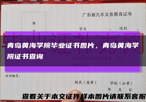 青岛黄海学院毕业证书图片，青岛黄海学院证书查询缩略图