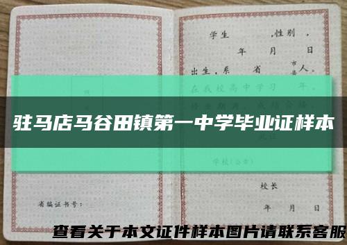 驻马店马谷田镇第一中学毕业证样本缩略图