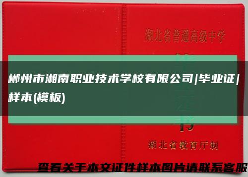 郴州市湘南职业技术学校有限公司|毕业证|样本(模板)缩略图