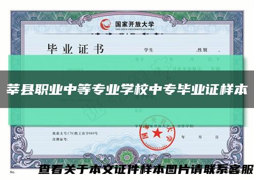 莘县职业中等专业学校中专毕业证样本缩略图