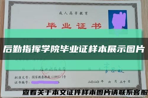 后勤指挥学院毕业证样本展示图片缩略图