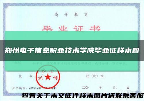 郑州电子信息职业技术学院毕业证样本图缩略图