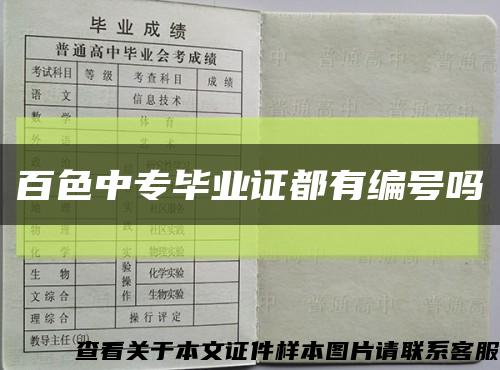 百色中专毕业证都有编号吗缩略图