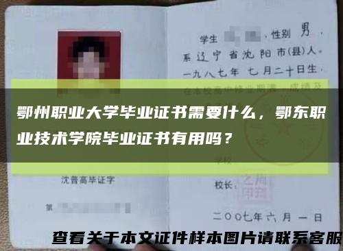 鄂州职业大学毕业证书需要什么，鄂东职业技术学院毕业证书有用吗？缩略图
