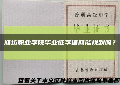 潍坊职业学院毕业证学信网能找到吗？缩略图