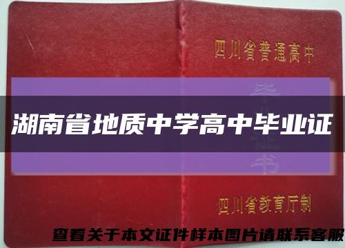 湖南省地质中学高中毕业证缩略图