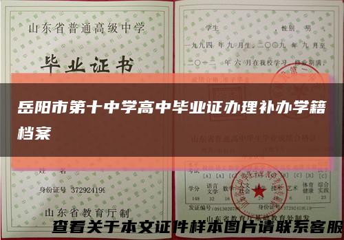 岳阳市第十中学高中毕业证办理补办学籍档案缩略图