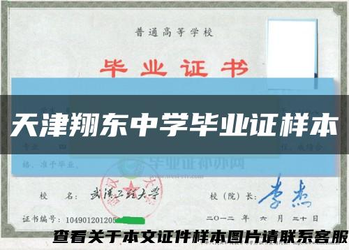 天津翔东中学毕业证样本缩略图