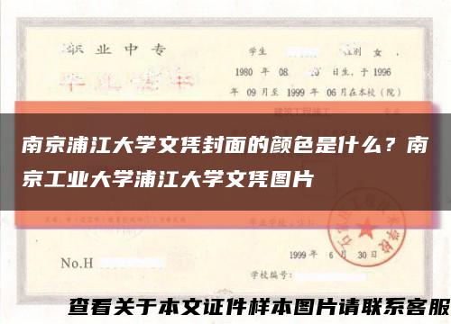 南京浦江大学文凭封面的颜色是什么？南京工业大学浦江大学文凭图片缩略图