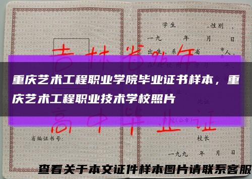重庆艺术工程职业学院毕业证书样本，重庆艺术工程职业技术学校照片缩略图
