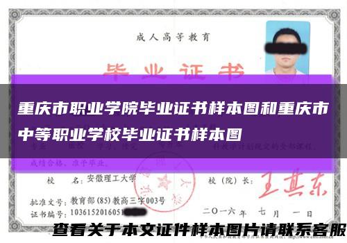 重庆市职业学院毕业证书样本图和重庆市中等职业学校毕业证书样本图缩略图