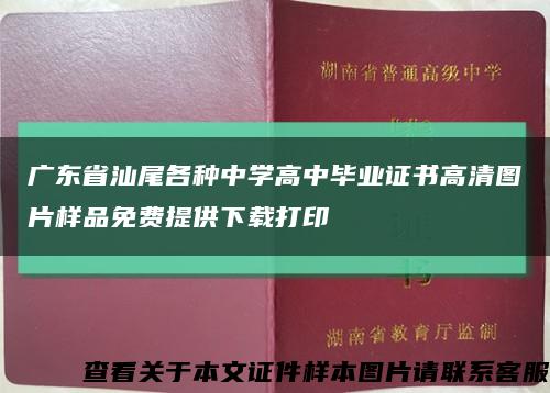 广东省汕尾各种中学高中毕业证书高清图片样品免费提供下载打印缩略图