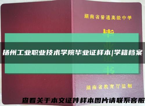 扬州工业职业技术学院毕业证样本|学籍档案缩略图