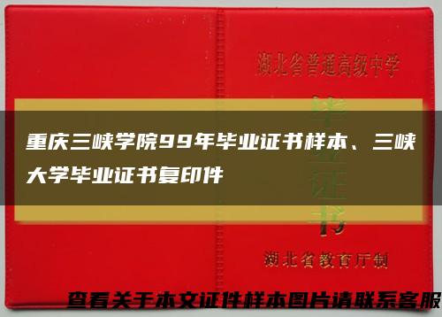 重庆三峡学院99年毕业证书样本、三峡大学毕业证书复印件缩略图