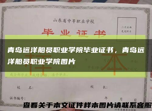 青岛远洋船员职业学院毕业证书，青岛远洋船员职业学院图片缩略图