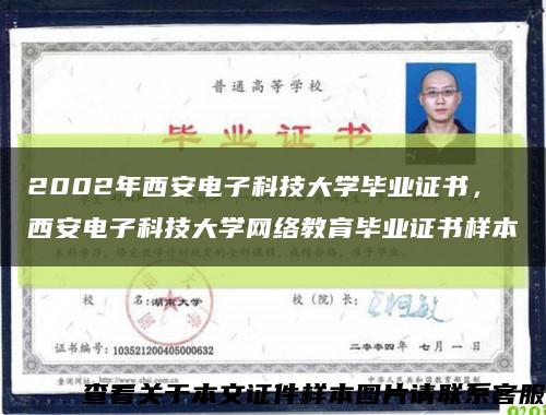 2002年西安电子科技大学毕业证书，西安电子科技大学网络教育毕业证书样本缩略图