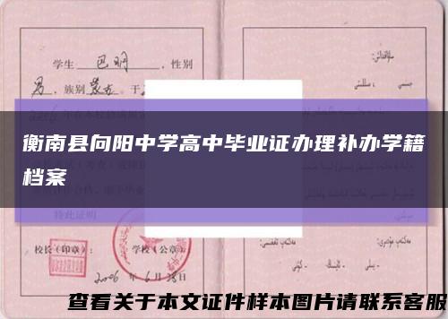 衡南县向阳中学高中毕业证办理补办学籍档案缩略图
