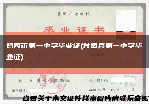 鸡西市第一中学毕业证(甘南县第一中学毕业证)缩略图