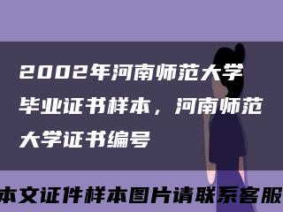 2002年河南师范大学毕业证书样本，河南师范大学证书编号缩略图