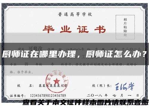 厨师证在哪里办理，厨师证怎么办？缩略图