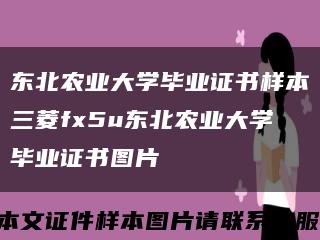 东北农业大学毕业证书样本三菱fx5u东北农业大学毕业证书图片缩略图