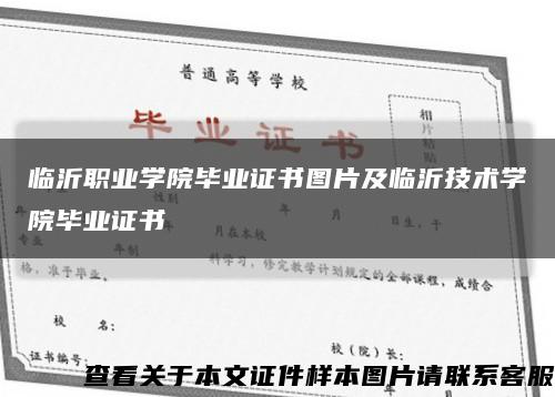 临沂职业学院毕业证书图片及临沂技术学院毕业证书缩略图