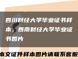 四川财经大学毕业证书样本，西南财经大学毕业证书图片缩略图