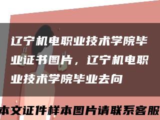 辽宁机电职业技术学院毕业证书图片，辽宁机电职业技术学院毕业去向缩略图
