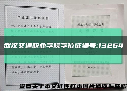 武汉交通职业学院学位证编号:13264缩略图