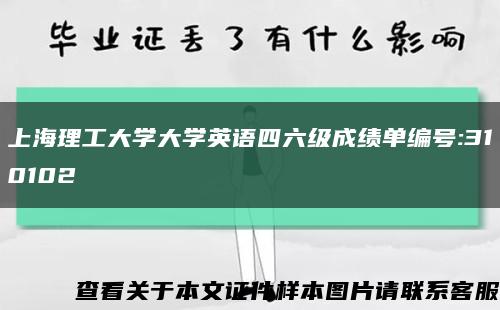 上海理工大学大学英语四六级成绩单编号:310102缩略图