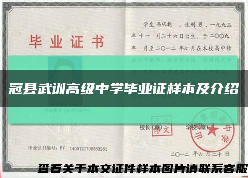 冠县武训高级中学毕业证样本及介绍缩略图
