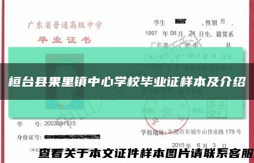 桓台县果里镇中心学校毕业证样本及介绍缩略图