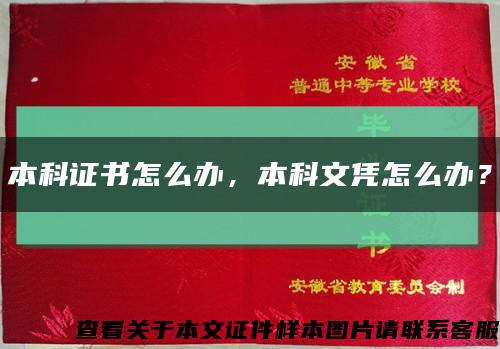 本科证书怎么办，本科文凭怎么办？缩略图