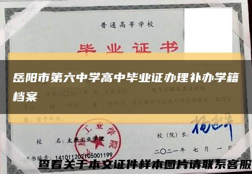 岳阳市第六中学高中毕业证办理补办学籍档案缩略图