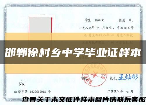 邯郸徐村乡中学毕业证样本缩略图