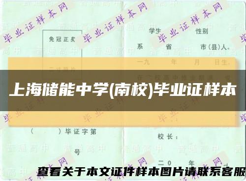 上海储能中学(南校)毕业证样本缩略图