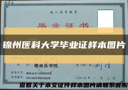 锦州医科大学毕业证样本图片缩略图