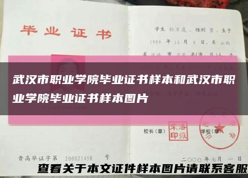 武汉市职业学院毕业证书样本和武汉市职业学院毕业证书样本图片缩略图