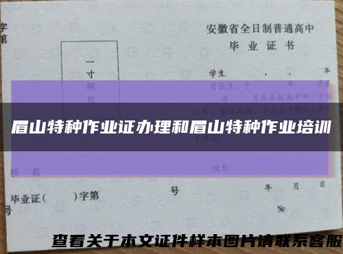 眉山特种作业证办理和眉山特种作业培训缩略图