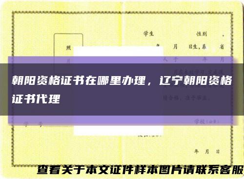 朝阳资格证书在哪里办理，辽宁朝阳资格证书代理缩略图