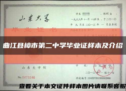 曲江县樟市第二中学毕业证样本及介绍缩略图