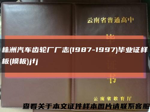 株洲汽车齿轮厂厂志(1987-1997)毕业证样板(模板)jfj缩略图