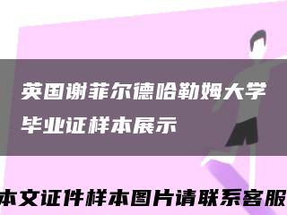 英国谢菲尔德哈勒姆大学毕业证样本展示缩略图