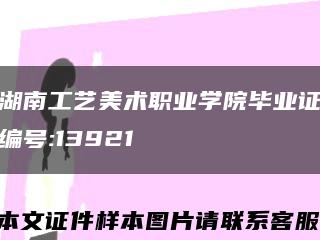 湖南工艺美术职业学院毕业证编号:13921缩略图