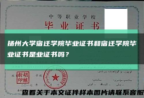 扬州大学宿迁学院毕业证书和宿迁学院毕业证书是业证书吗？缩略图