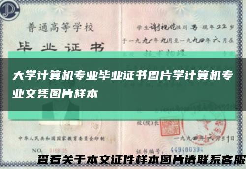 大学计算机专业毕业证书图片学计算机专业文凭图片样本缩略图